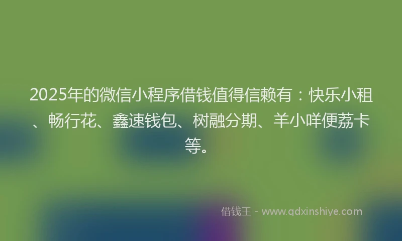 2025年的微信小程序借钱值得信赖有：快乐小租、畅行花、鑫速钱包、树融分期、羊小咩便荔卡等。