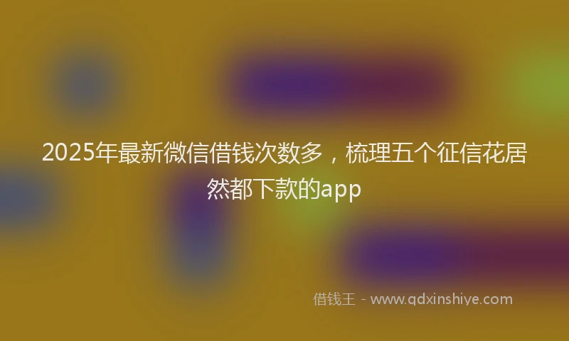 2025年最新微信借钱次数多，梳理五个征信花居然都下款的app