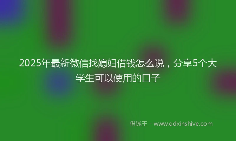 2025年最新微信找媳妇借钱怎么说，分享5个大学生可以使用的口子