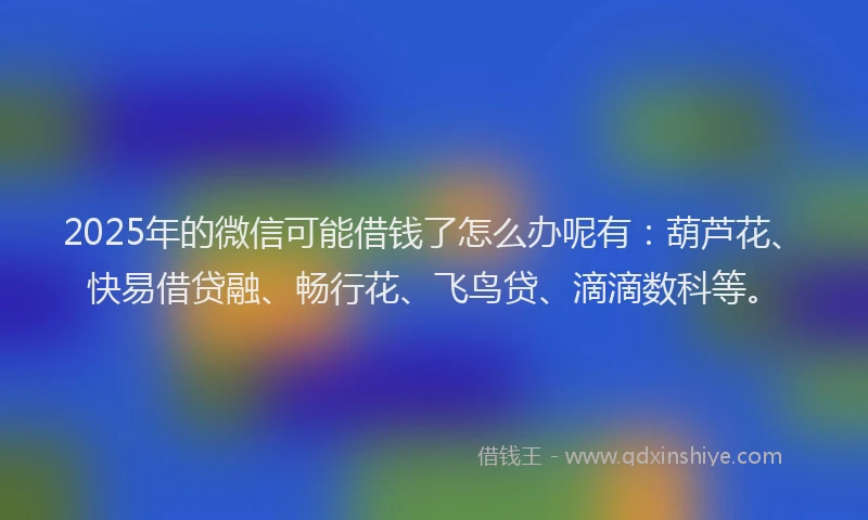2025年的微信可能借钱了怎么办呢有：葫芦花、快易借贷融、畅行花、飞鸟贷、滴滴数科等。