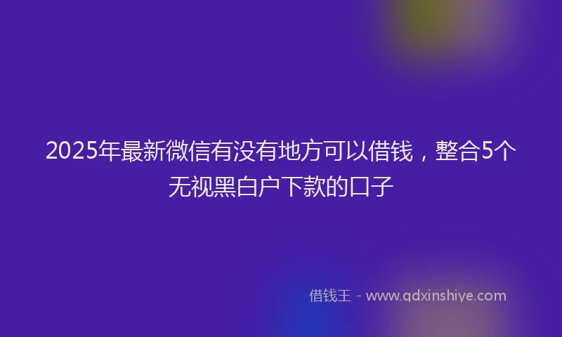 2025年最新微信有没有地方可以借钱，整合5个无视黑白户下款的口子