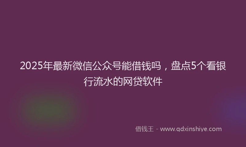 2025年最新微信公众号能借钱吗，盘点5个看银行流水的网贷软件