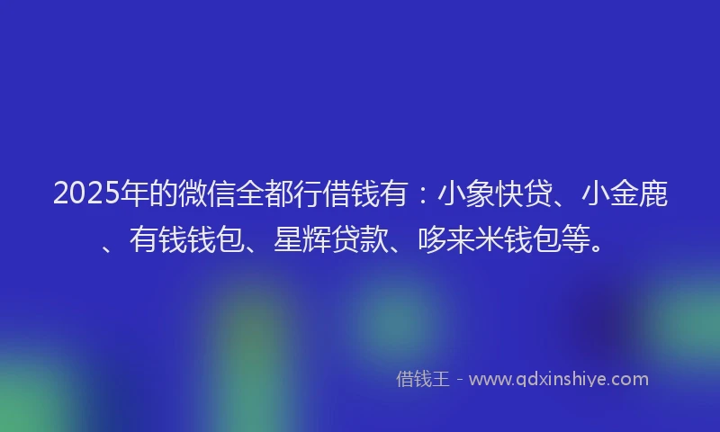 2025年的微信全都行借钱有：小象快贷、小金鹿、有钱钱包、星辉贷款、哆来米钱包等。