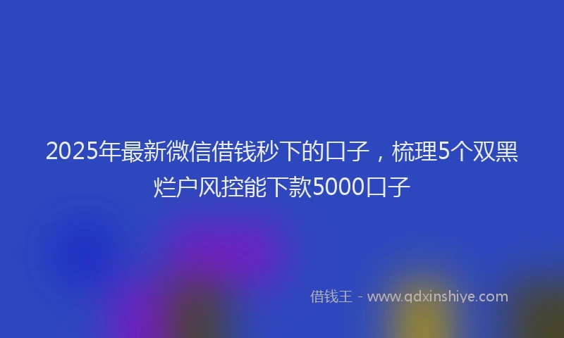 2025年最新微信借钱秒下的口子，梳理5个双黑烂户风控能下款5000口子