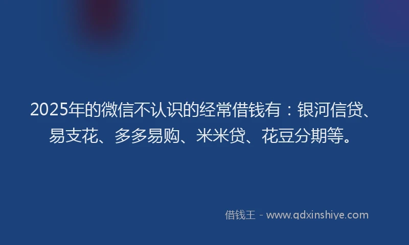 2025年的微信不认识的经常借钱有：银河信贷、易支花、多多易购、米米贷、花豆分期等。