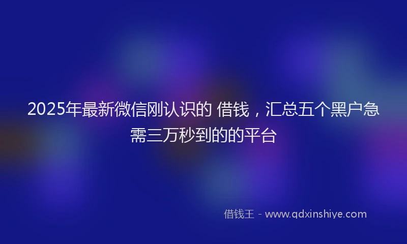 2025年最新微信刚认识的 借钱，汇总五个黑户急需三万秒到的的平台