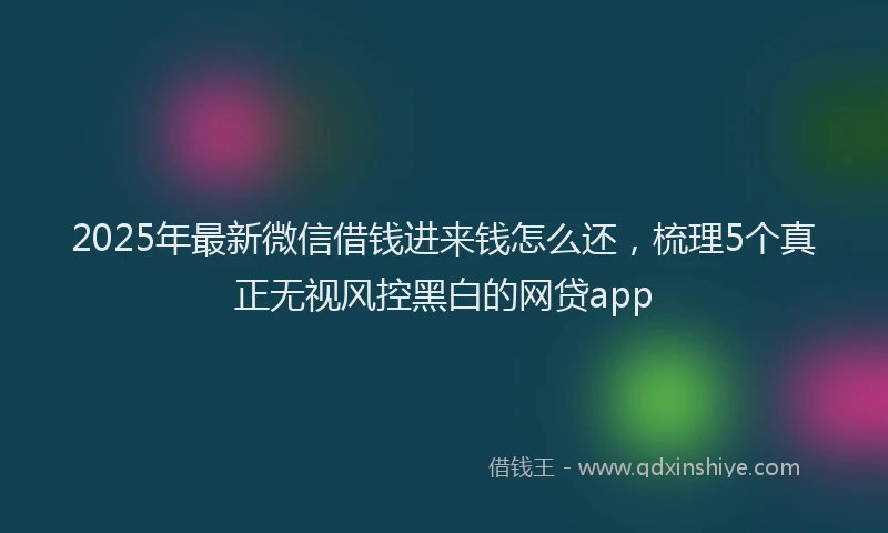 2025年最新微信借钱进来钱怎么还，梳理5个真正无视风控黑白的网贷app
