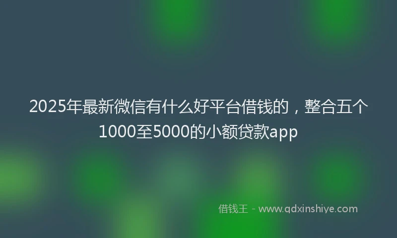 2025年最新微信有什么好平台借钱的，整合五个1000至5000的小额贷款app