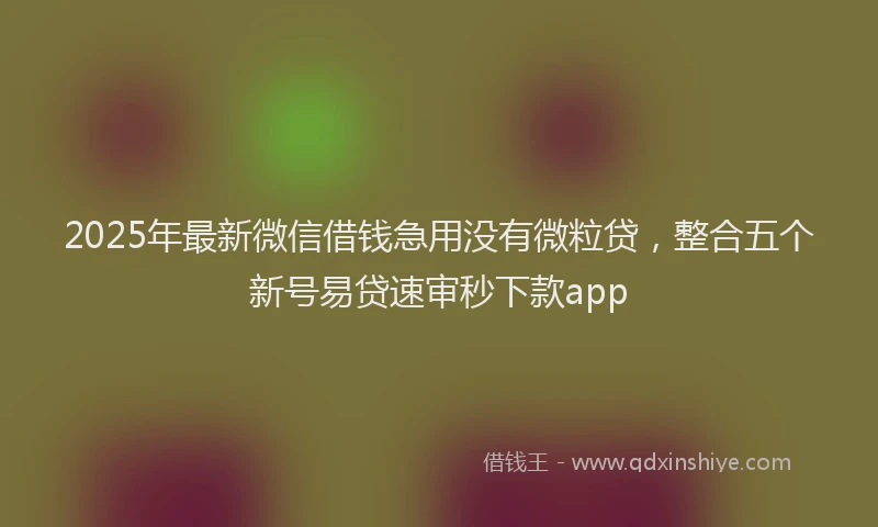 2025年最新微信借钱急用没有微粒贷，整合五个新号易贷速审秒下款app