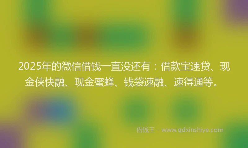 2025年的微信借钱一直没还有:借款宝速贷、现金侠快融、现金蜜蜂、钱袋速融、速得通等。