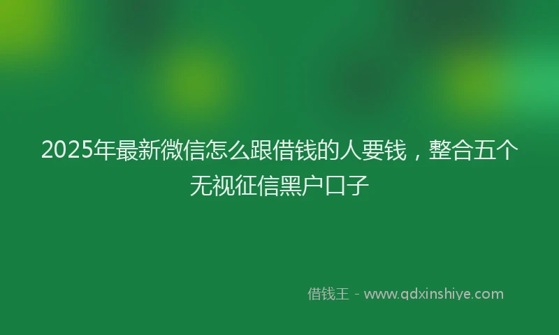 2025年最新微信怎么跟借钱的人要钱，整合五个无视征信黑户口子