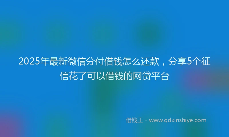 2025年最新微信分付借钱怎么还款，分享5个征信花了可以借钱的网贷平台
