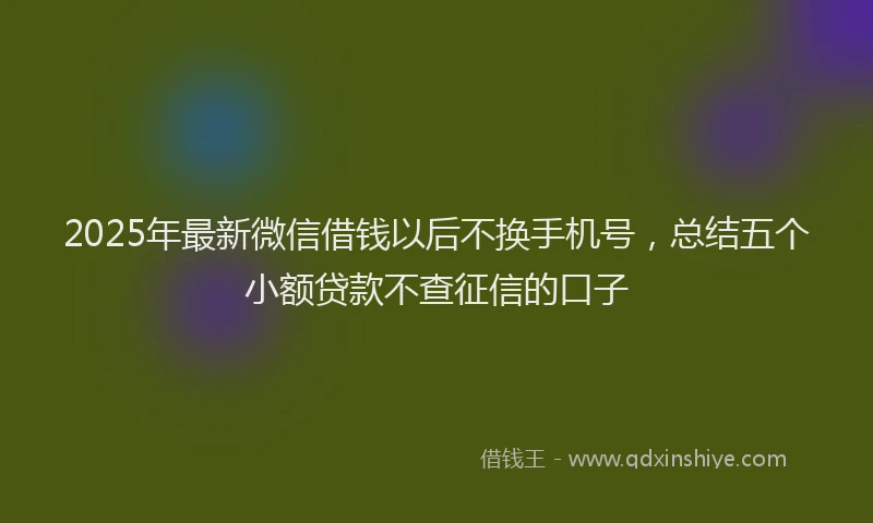 2025年最新微信借钱以后不换手机号，总结五个小额贷款不查征信的口子