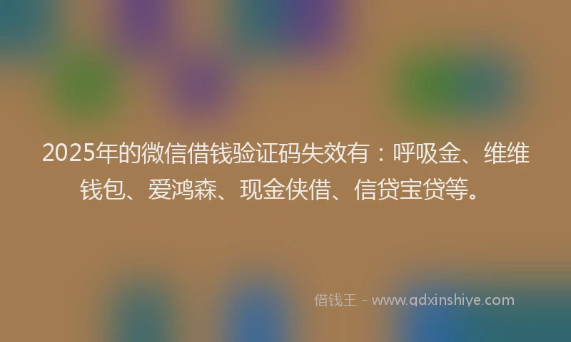 2025年的微信借钱验证码失效有：呼吸金、维维钱包、爱鸿森、现金侠借、信贷宝贷等。