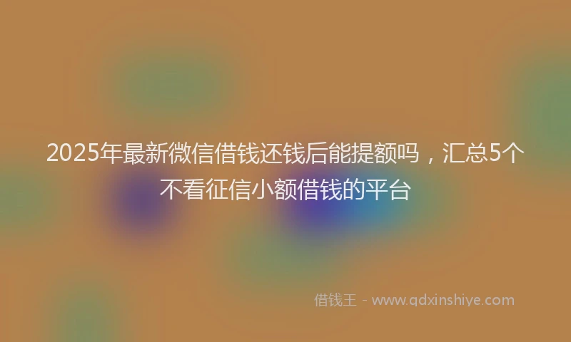 2025年最新微信借钱还钱后能提额吗，汇总5个不看征信小额借钱的平台