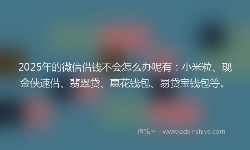 2025年的微信借钱不会怎么办呢有：小米粒、现金侠速借、翡翠贷、惠花钱包、易贷宝钱包等。