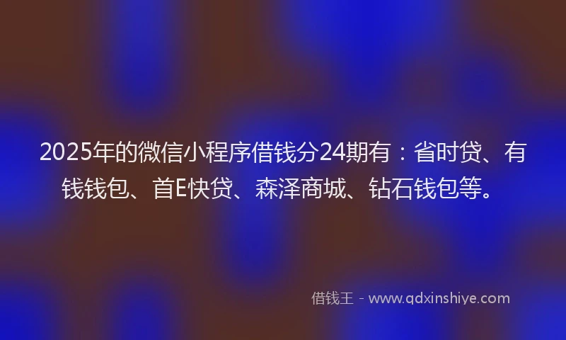 2025年的微信小程序借钱分24期有：省时贷、有钱钱包、首E快贷、森泽商城、钻石钱包等。