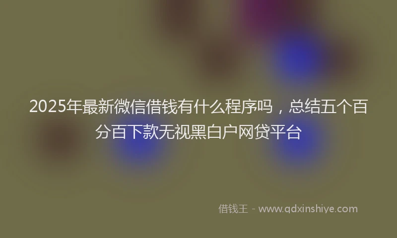 2025年最新微信借钱有什么程序吗，总结五个百分百下款无视黑白户网贷平台