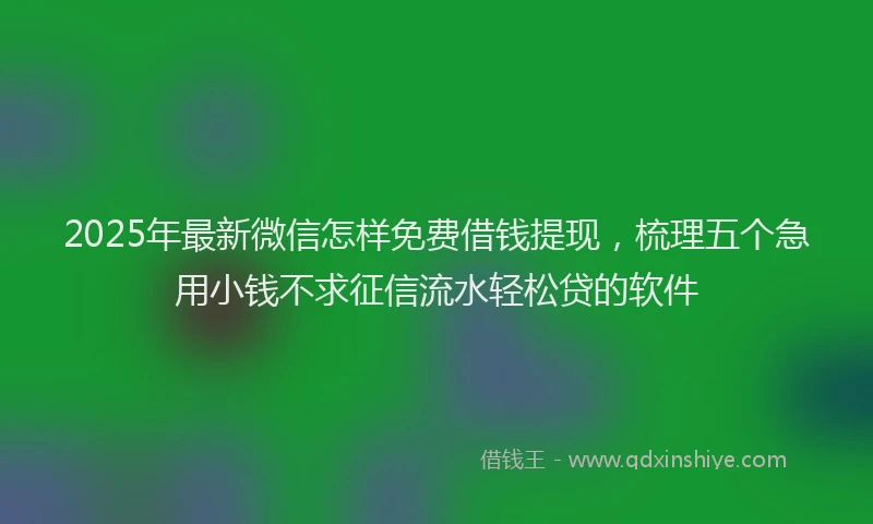 2025年最新微信怎样免费借钱提现，梳理五个急用小钱不求征信流水轻松贷的软件