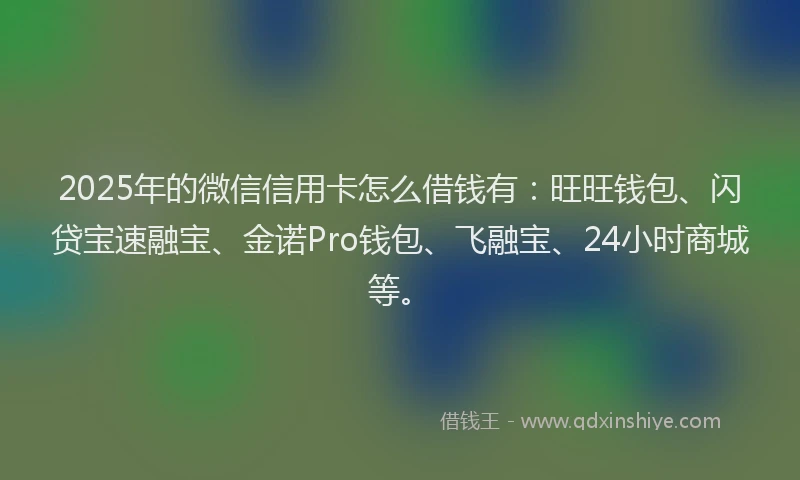 2025年的微信信用卡怎么借钱有：旺旺钱包、闪贷宝速融宝、金诺Pro钱包、飞融宝、24小时商城等。
