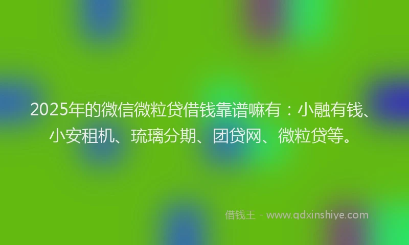 2025年的微信微粒贷借钱靠谱嘛有：小融有钱、小安租机、琉璃分期、团贷网、微粒贷等。
