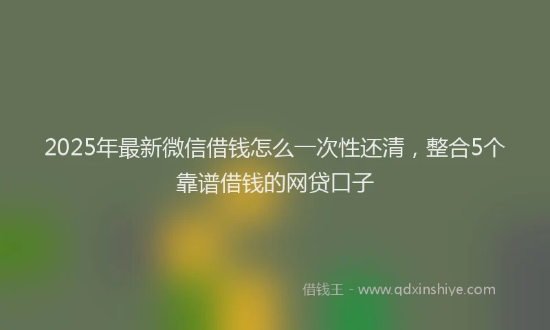 2025年最新微信借钱怎么一次性还清，整合5个靠谱借钱的网贷口子