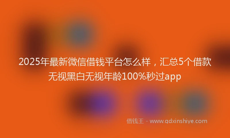2025年最新微信借钱平台怎么样，汇总5个借款无视黑白无视年龄100%秒过app
