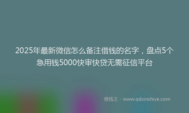 2025年最新微信怎么备注借钱的名字，盘点5个急用钱5000快审快贷无需征信平台