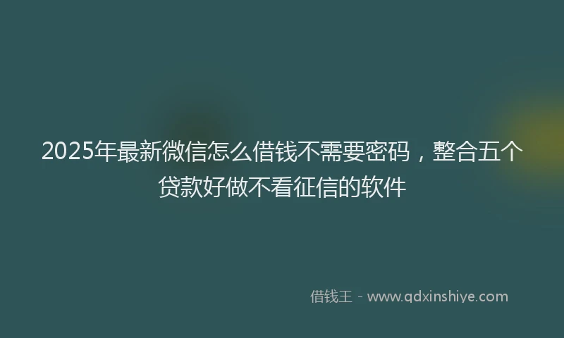 2025年最新微信怎么借钱不需要密码，整合五个贷款好做不看征信的软件