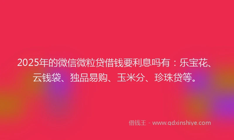 2025年的微信微粒贷借钱要利息吗有：乐宝花、云钱袋、独品易购、玉米分、珍珠贷等。