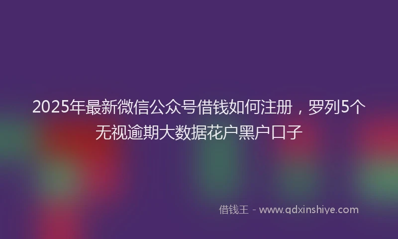 2025年最新微信公众号借钱如何注册，罗列5个无视逾期大数据花户黑户口子