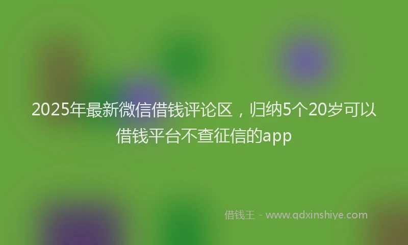 2025年最新微信借钱评论区，归纳5个20岁可以借钱平台不查征信的app