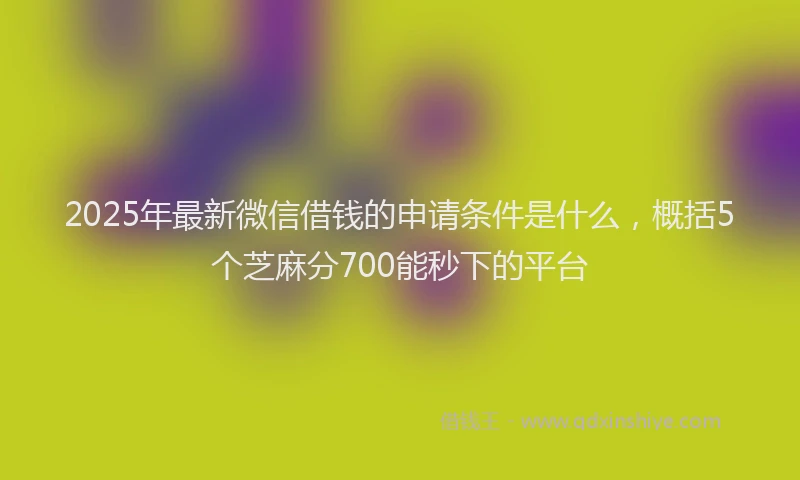 2025年最新微信借钱的申请条件是什么，概括5个芝麻分700能秒下的平台