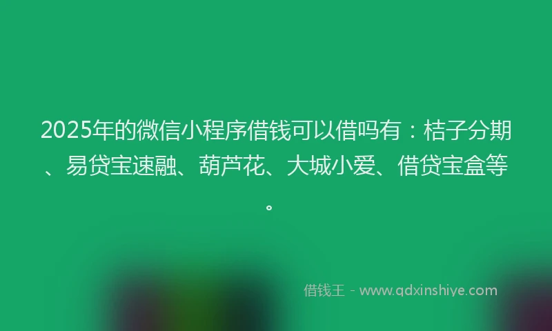 2025年的微信小程序借钱可以借吗有：桔子分期、易贷宝速融、葫芦花、大城小爱、借贷宝盒等。