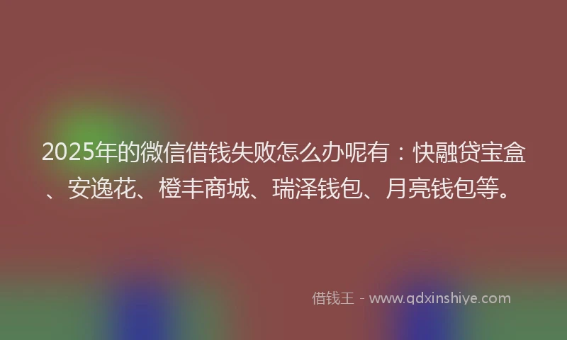 2025年的微信借钱失败怎么办呢有：快融贷宝盒、安逸花、橙丰商城、瑞泽钱包、月亮钱包等。