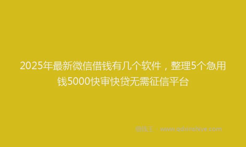 2025年最新微信借钱有几个软件，整理5个急用钱5000快审快贷无需征信平台