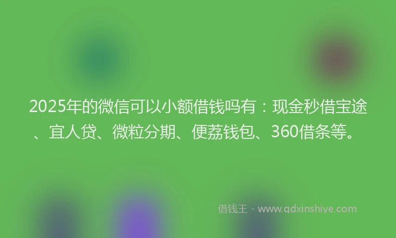 2025年的微信可以小额借钱吗有：现金秒借宝途、宜人贷、微粒分期、便荔钱包、360借条等。