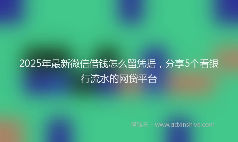 2025年最新微信借钱怎么留凭据，分享5个看银行流水的网贷平台