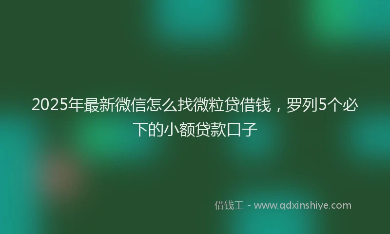 2025年最新微信怎么找微粒贷借钱，罗列5个必下的小额贷款口子