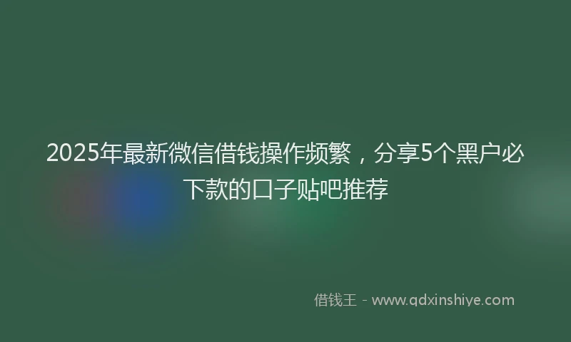 2025年最新微信借钱操作频繁，分享5个黑户必下款的口子贴吧推荐