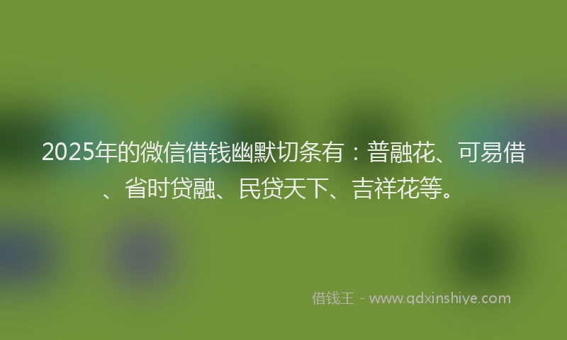 2025年的微信借钱幽默切条有：普融花、可易借、省时贷融、民贷天下、吉祥花等。