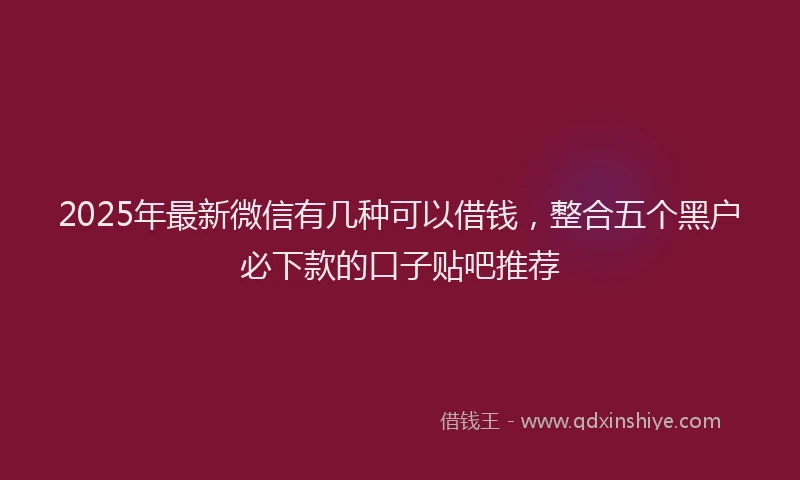 2025年最新微信有几种可以借钱，整合五个黑户必下款的口子贴吧推荐
