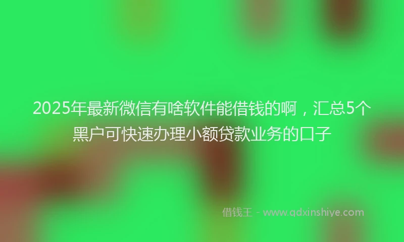 2025年最新微信有啥软件能借钱的啊，汇总5个黑户可快速办理小额贷款业务的口子