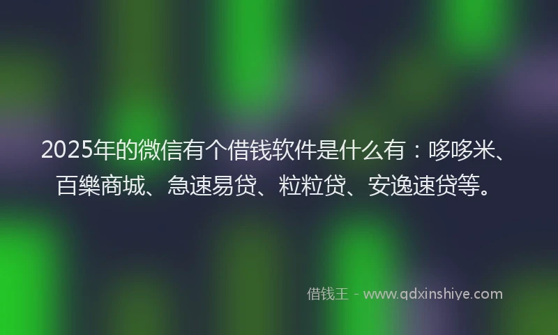 2025年的微信有个借钱软件是什么有：哆哆米、百樂商城、急速易贷、粒粒贷、安逸速贷等。