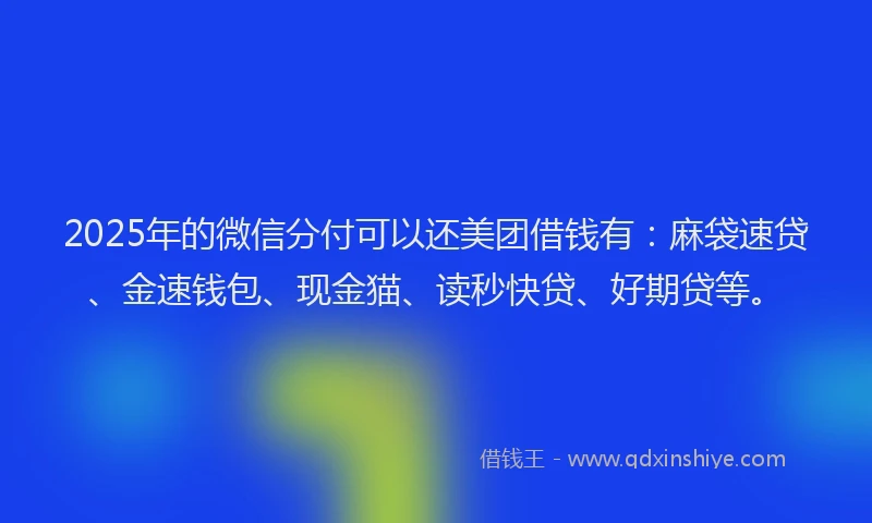 2025年的微信分付可以还美团借钱有：麻袋速贷、金速钱包、现金猫、读秒快贷、好期贷等。
