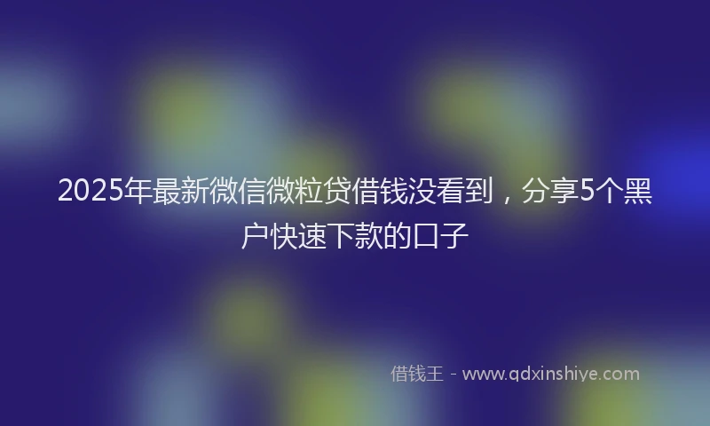 2025年最新微信微粒贷借钱没看到，分享5个黑户快速下款的口子
