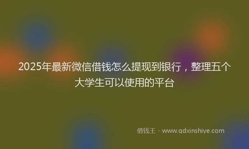 2025年最新微信借钱怎么提现到银行，整理五个大学生可以使用的平台