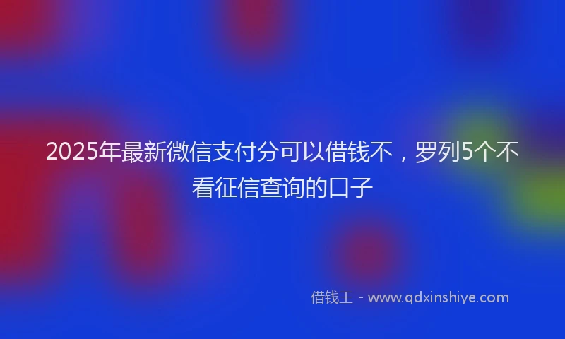 2025年最新微信支付分可以借钱不，罗列5个不看征信查询的口子