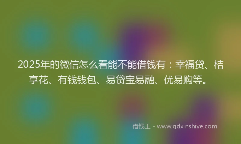 2025年的微信怎么看能不能借钱有：幸福贷、桔享花、有钱钱包、易贷宝易融、优易购等。