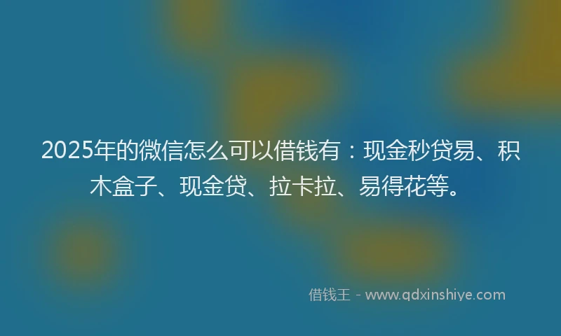 2025年的微信怎么可以借钱有：现金秒贷易、积木盒子、现金贷、拉卡拉、易得花等。
